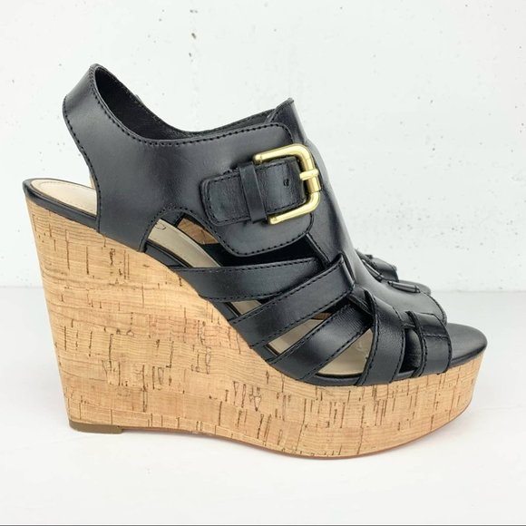 Coach Shoes - Coach Charlie Vachetta Wedge Sandals Black Size 7